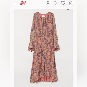 Coral patterned silk dress